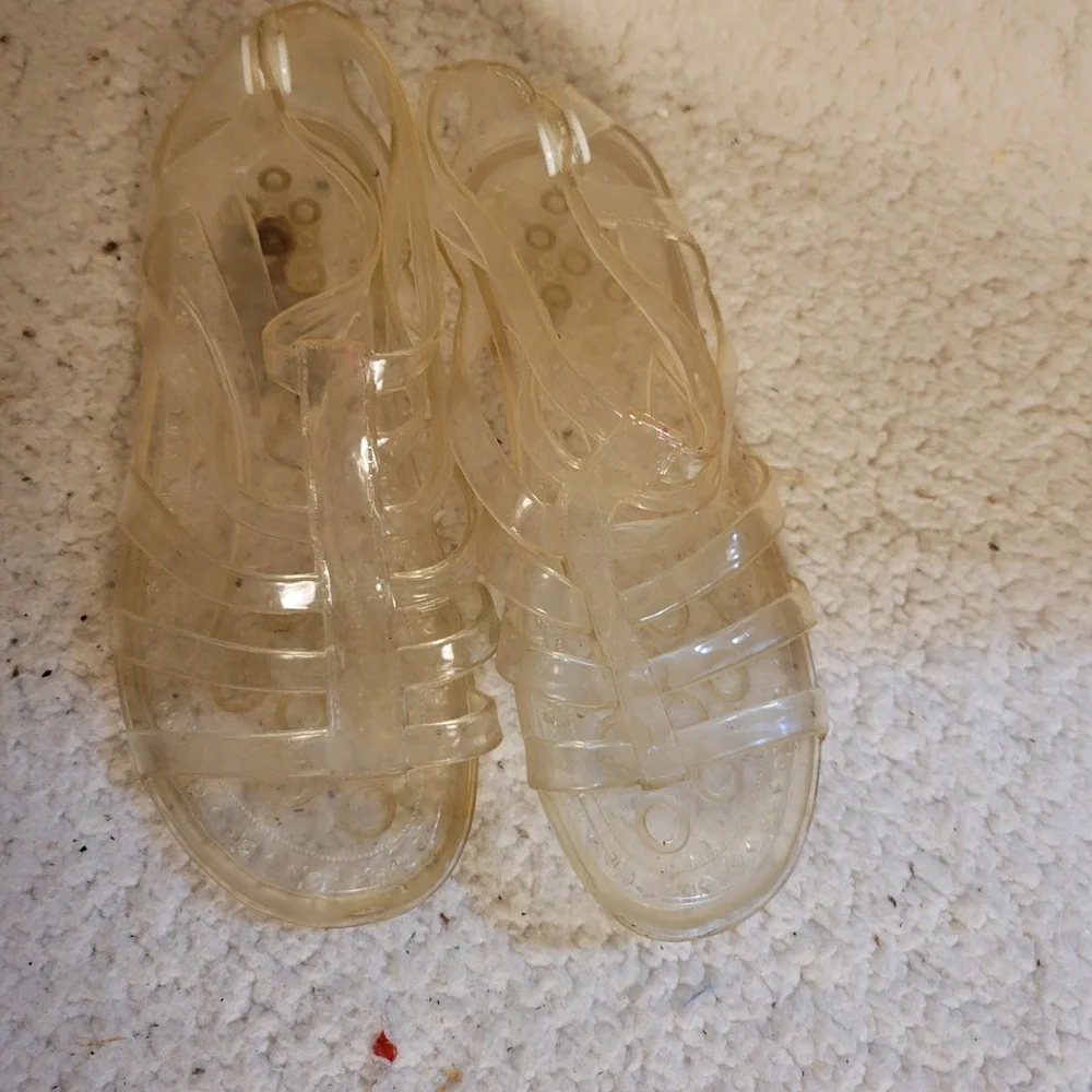 Unbranded Jelly Fisherman Sandals Kids XL Clear Good Retro 90s Summer Beach